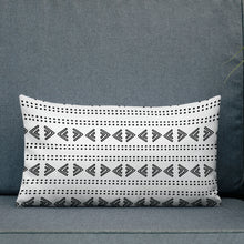 Load image into Gallery viewer, Tribal Design Pillow (black on white) #6
