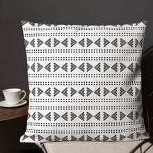 Load image into Gallery viewer, Tribal Design Pillow (black on white) #6