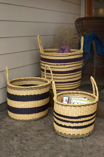 Set of 3 Striped Hampers