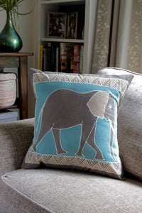 Zambian Painted Bush Sky Elephant Pillow Cover